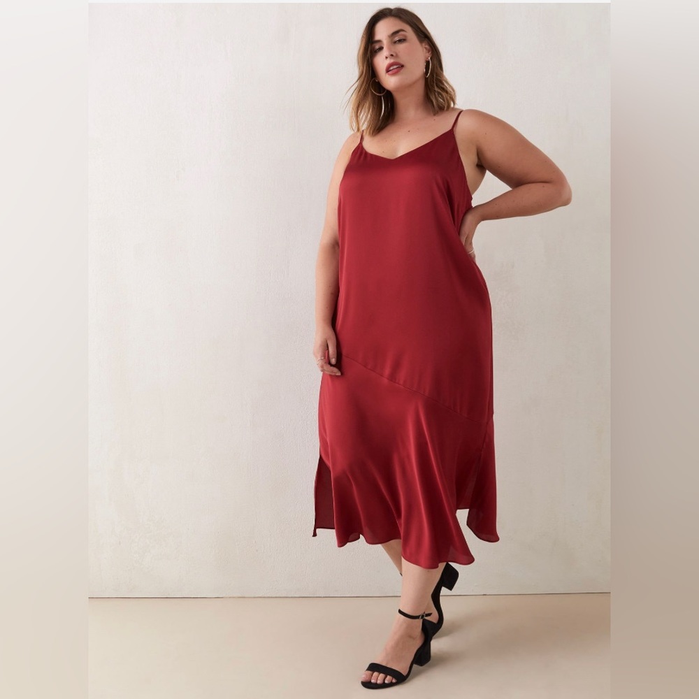 Satin Sleeveless Midi Dress - Addition Elle